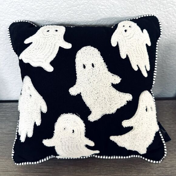 Halloween Ghost Goth Textured Throw Pillow - Picture 2 of 3